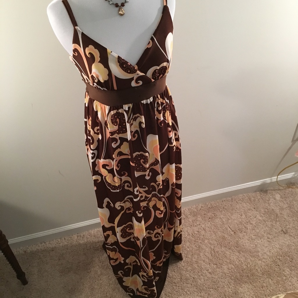 INC Chocolate Floral Maxi Dress